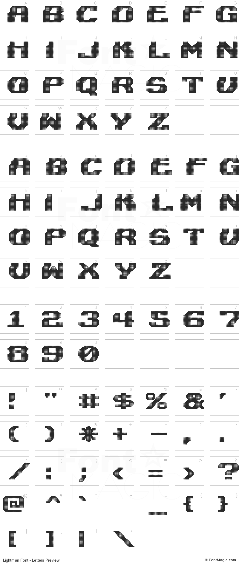 Lightman Font - All Latters Preview Chart