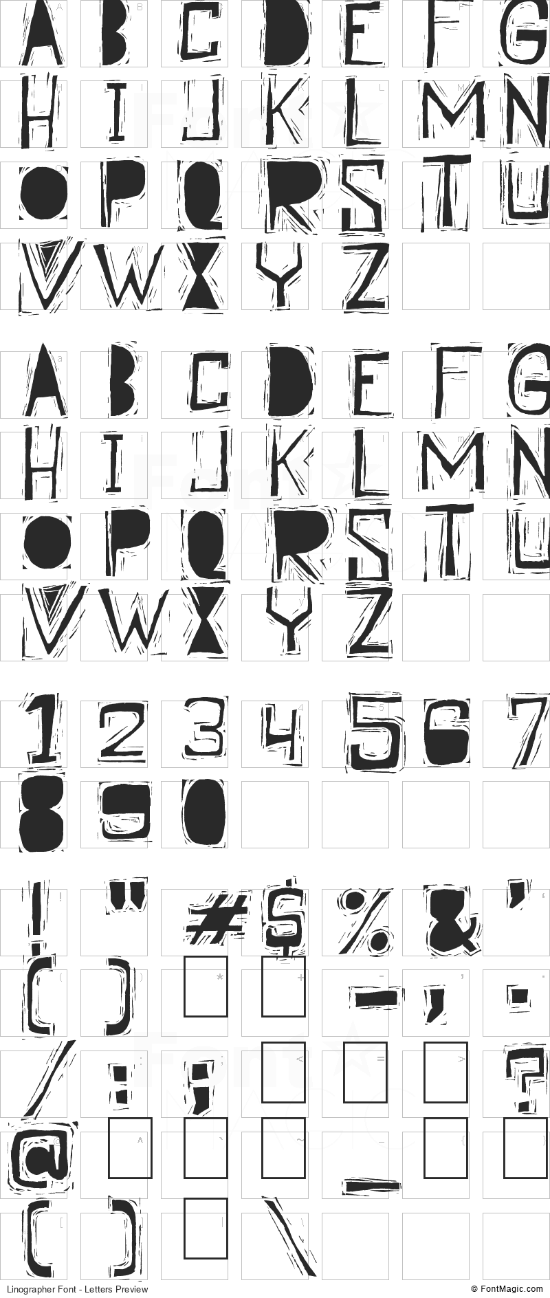 Linographer Font - All Latters Preview Chart