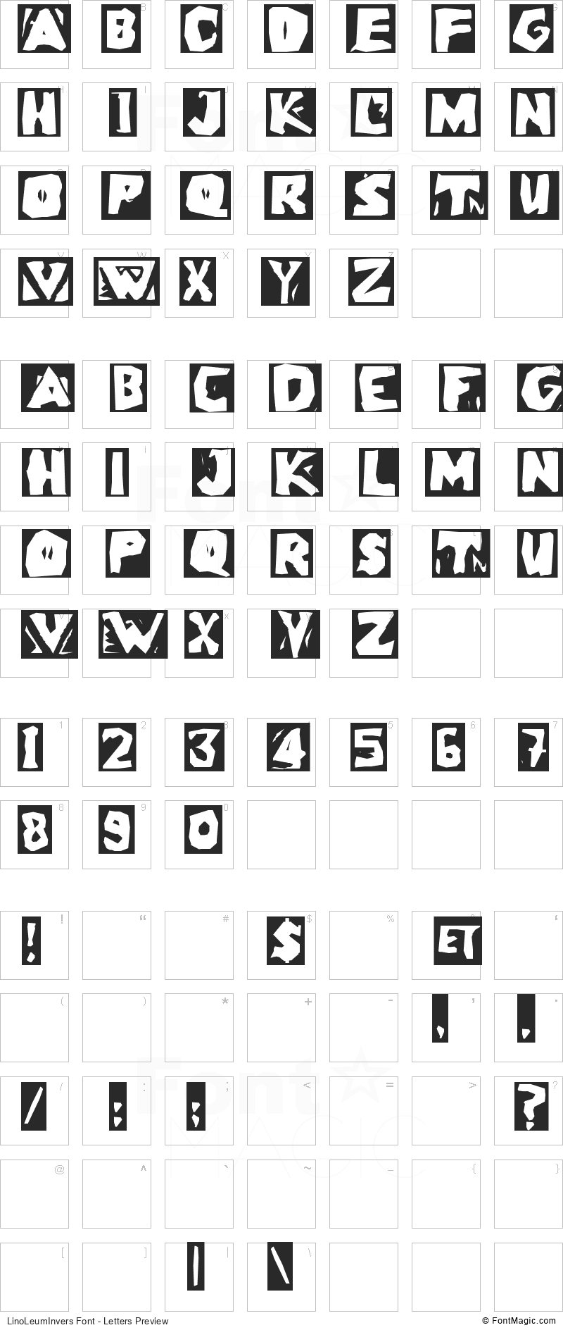 LinoLeumInvers Font - All Latters Preview Chart