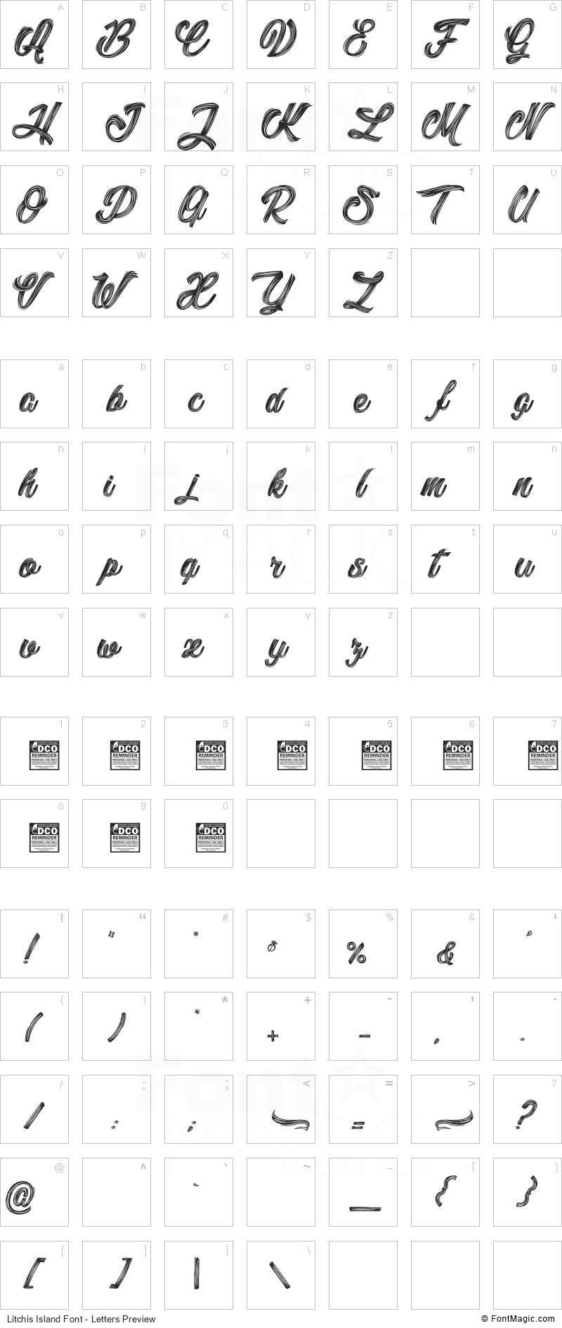 Litchis Island Font - All Latters Preview Chart