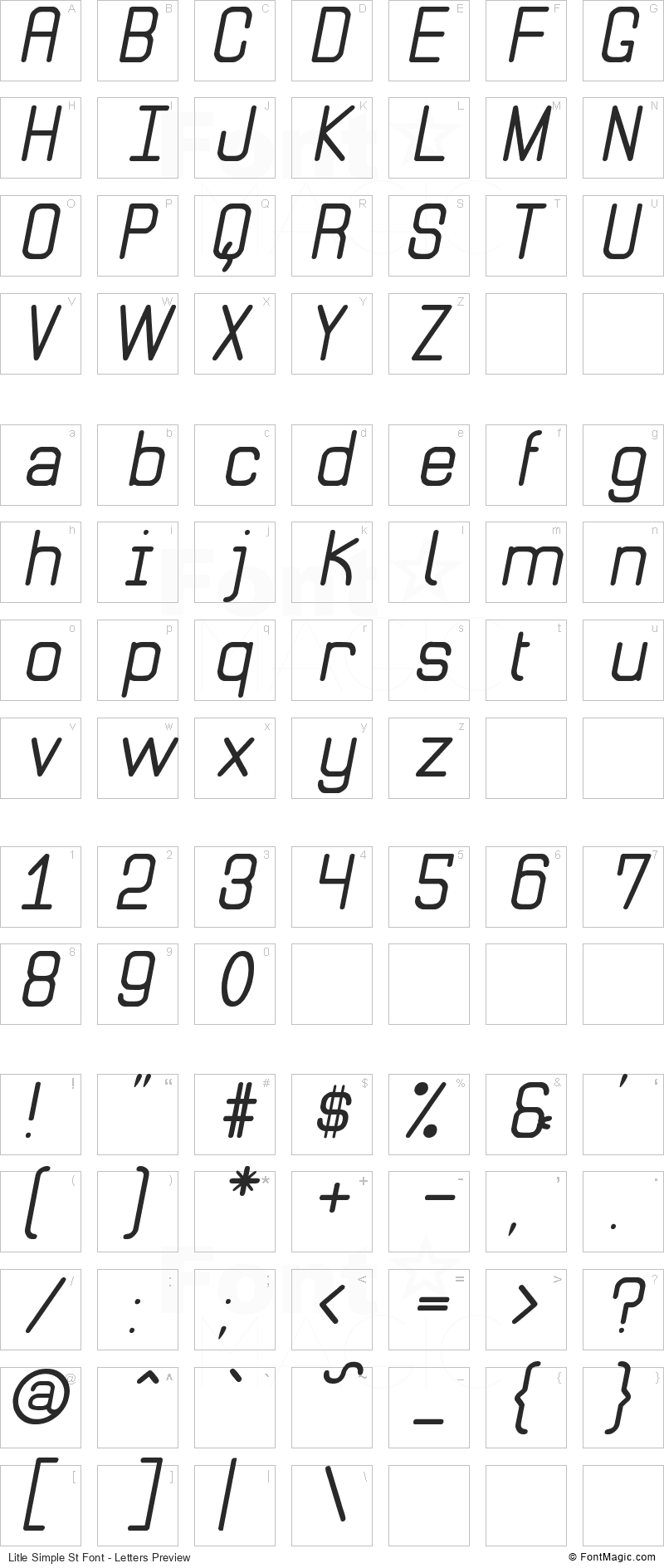 Litle Simple St Font - All Latters Preview Chart