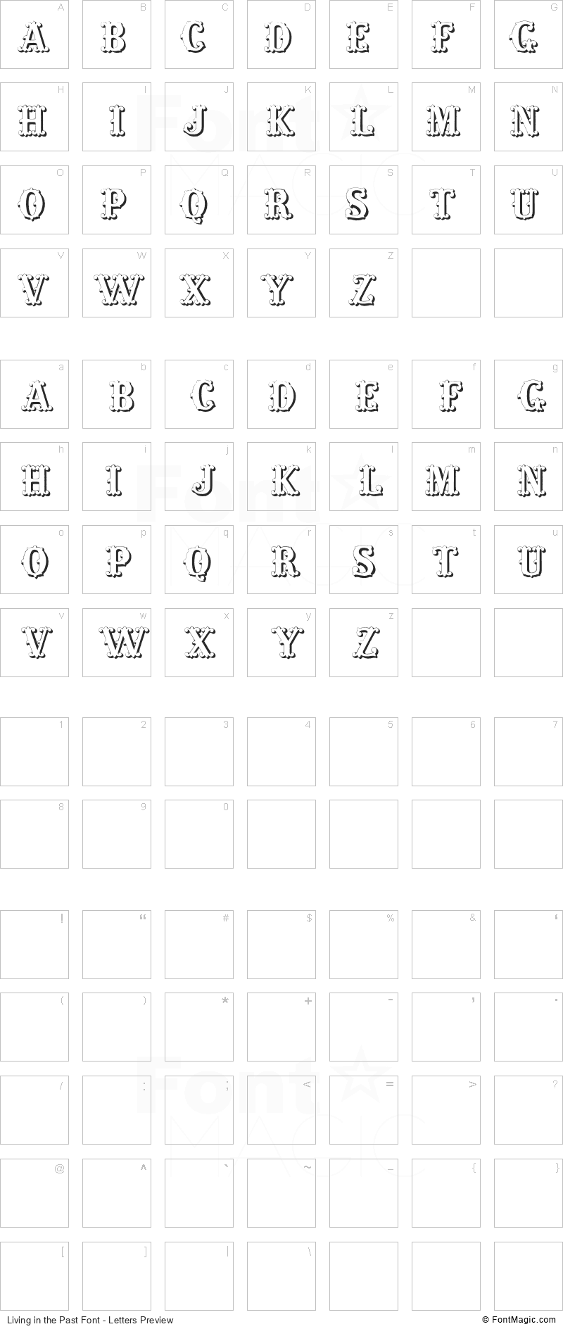 Living in the Past Font - All Latters Preview Chart
