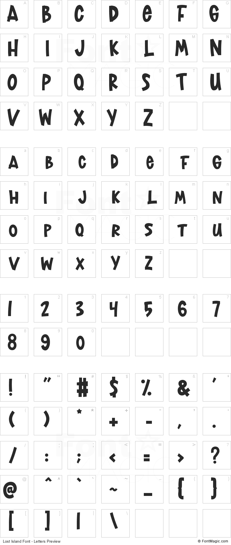 Lost Island Font - All Latters Preview Chart