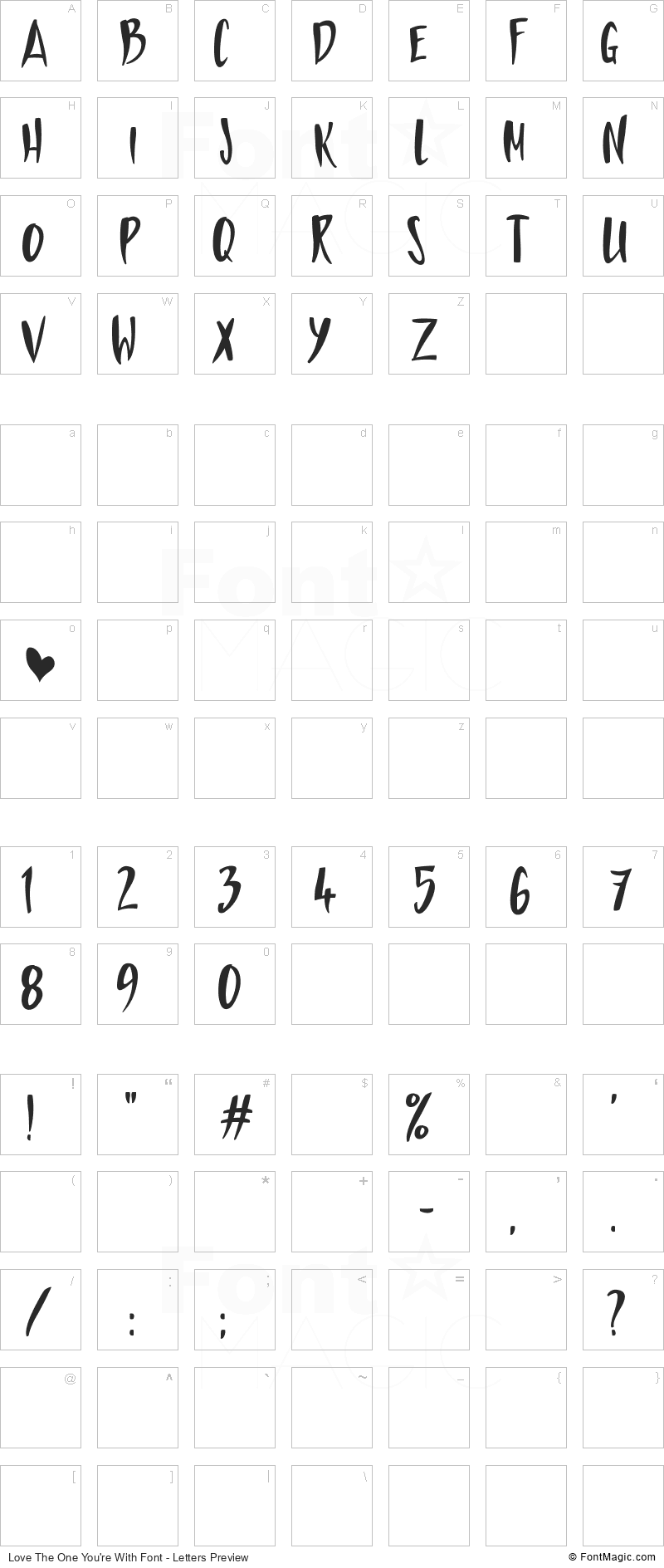 Love The One You’re With Font - All Latters Preview Chart