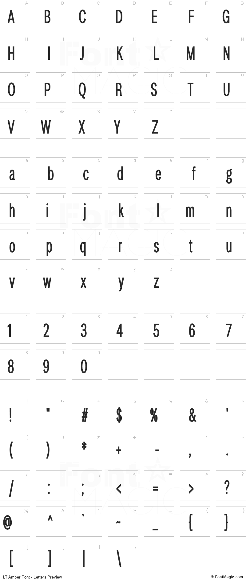 LT Amber Font - All Latters Preview Chart
