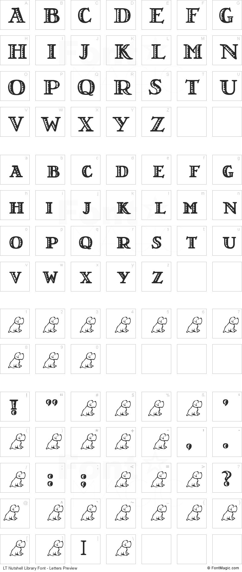 LT Nutshell Library Font - All Latters Preview Chart