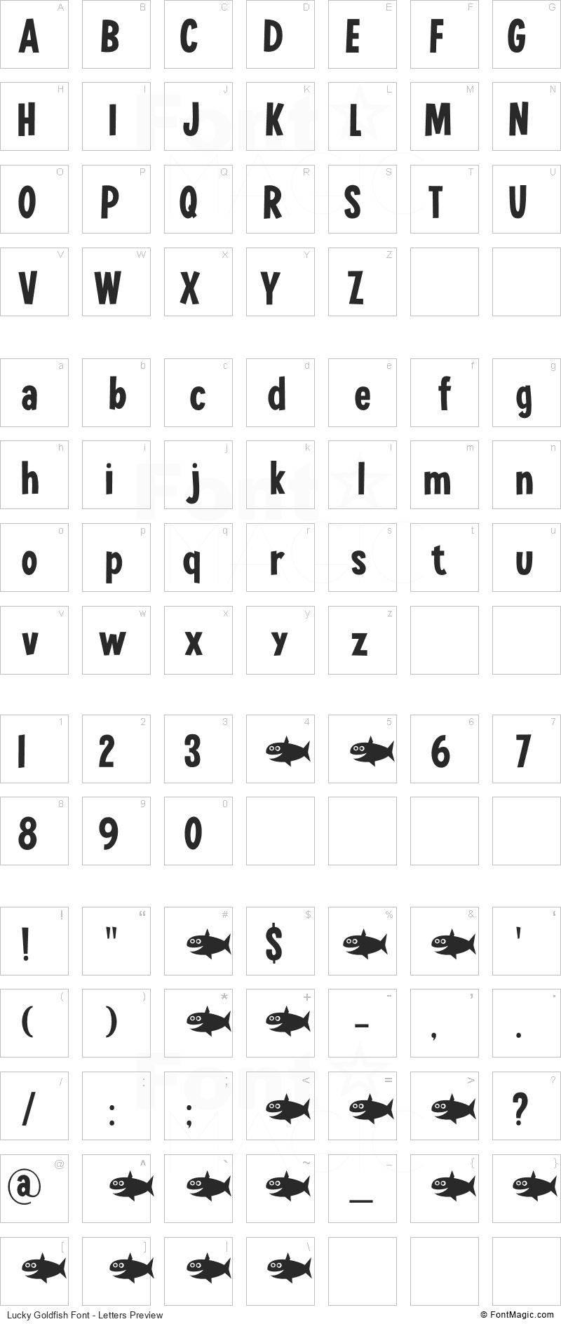 Lucky Goldfish Font - All Latters Preview Chart