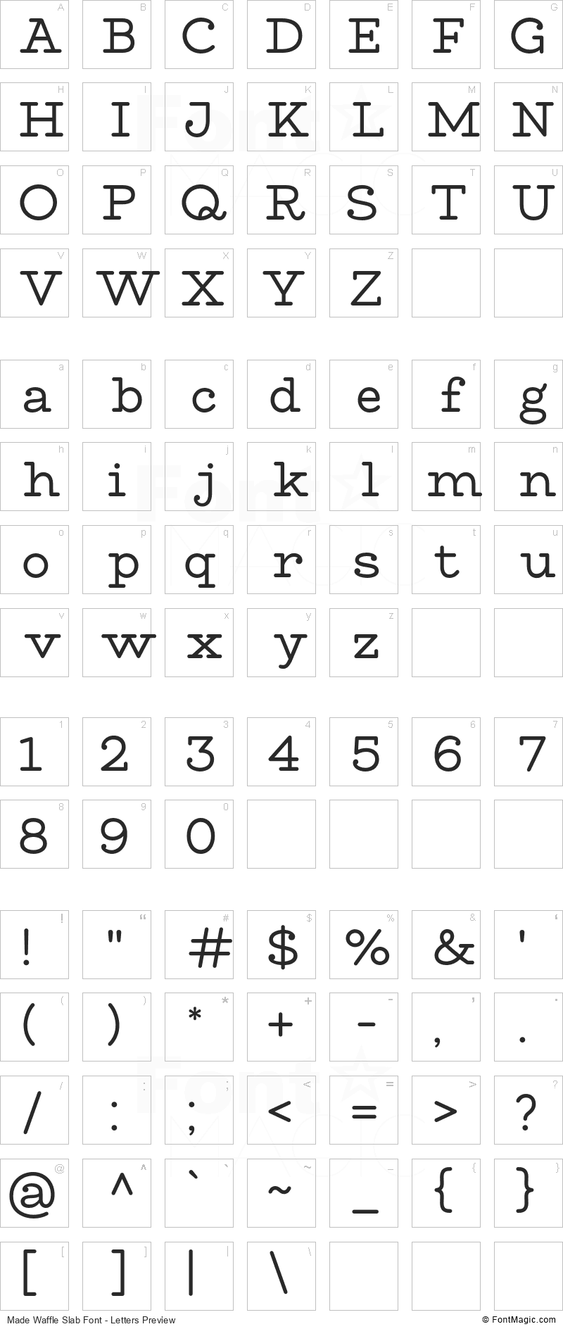 Made Waffle Slab Font - All Latters Preview Chart
