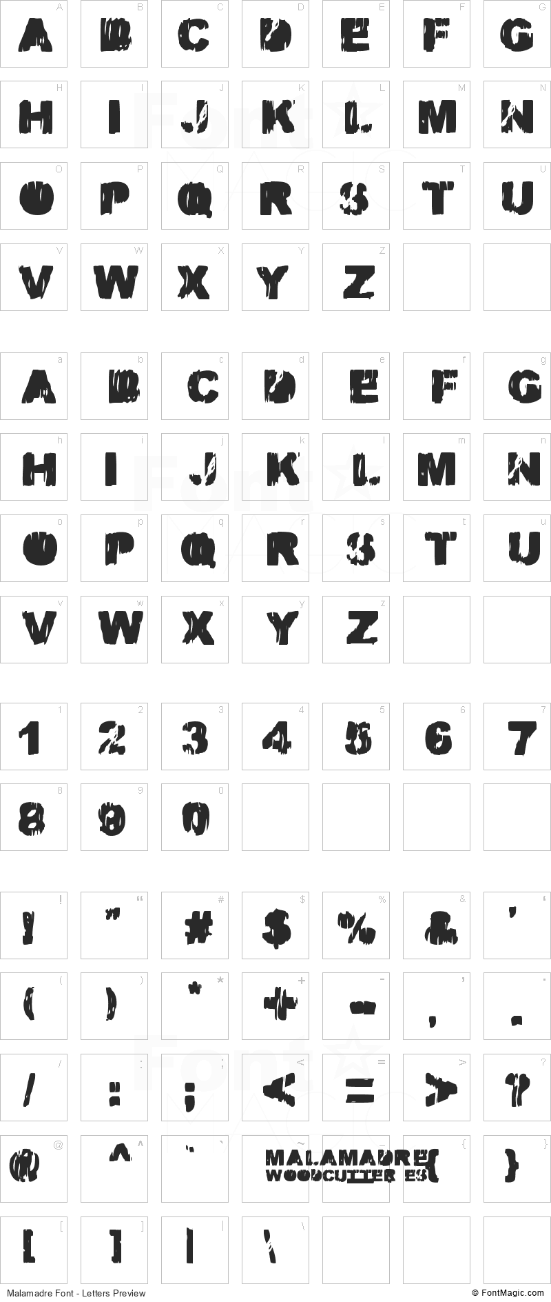 Malamadre Font - All Latters Preview Chart
