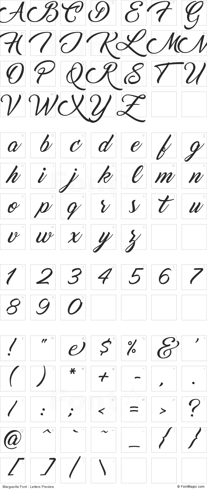 Marguerite Font - All Latters Preview Chart