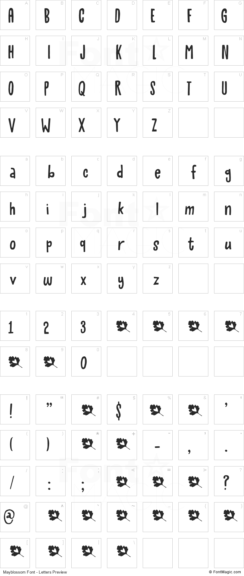 Mayblossom Font - All Latters Preview Chart