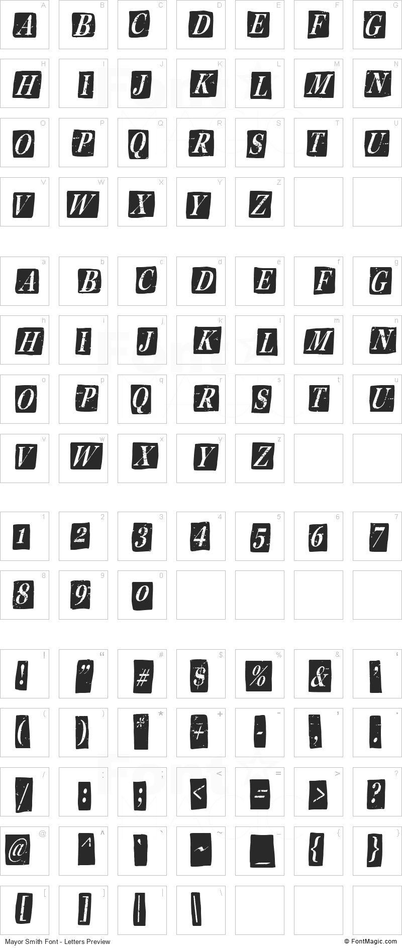 Mayor Smith Font - All Latters Preview Chart