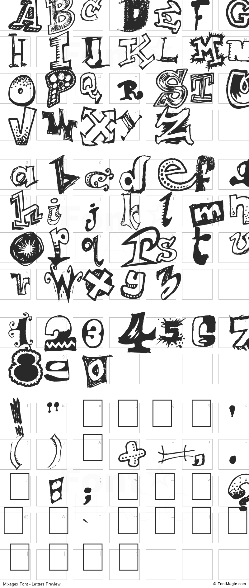 Mixagex Font - All Latters Preview Chart