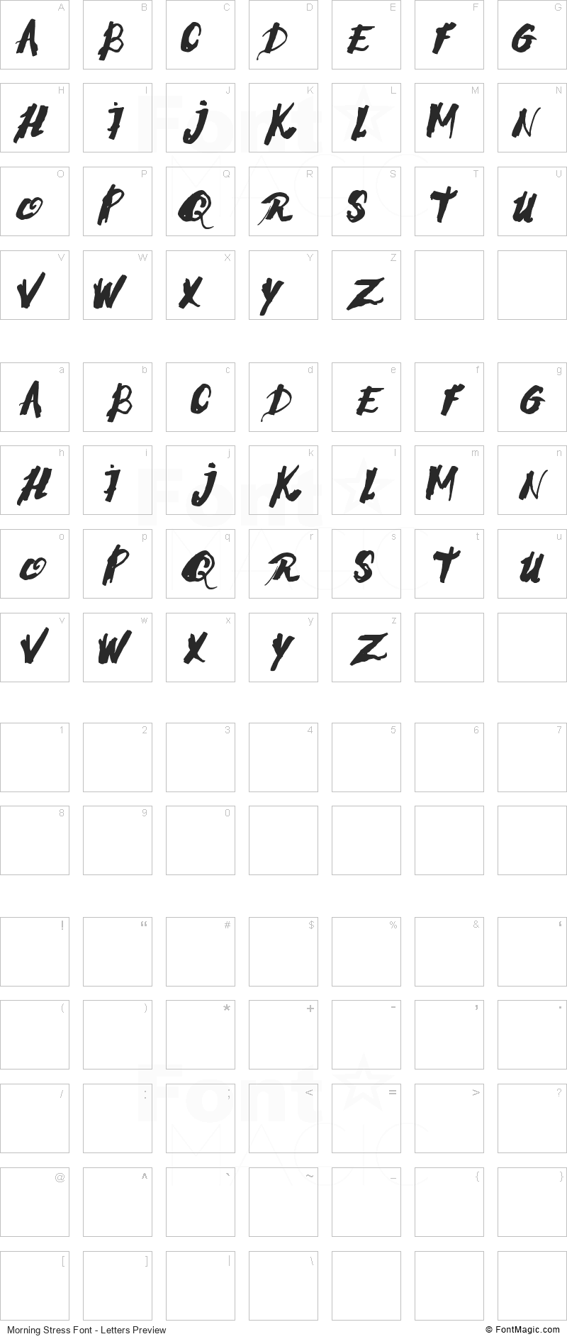Morning Stress Font - All Latters Preview Chart