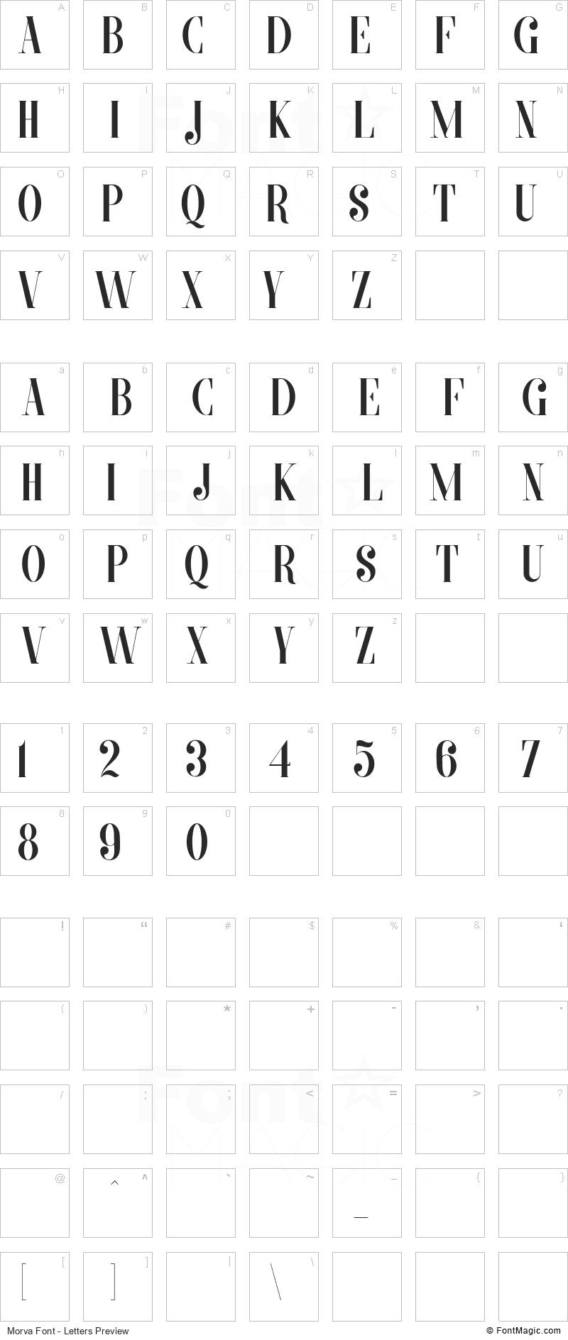 Morva Font - All Latters Preview Chart
