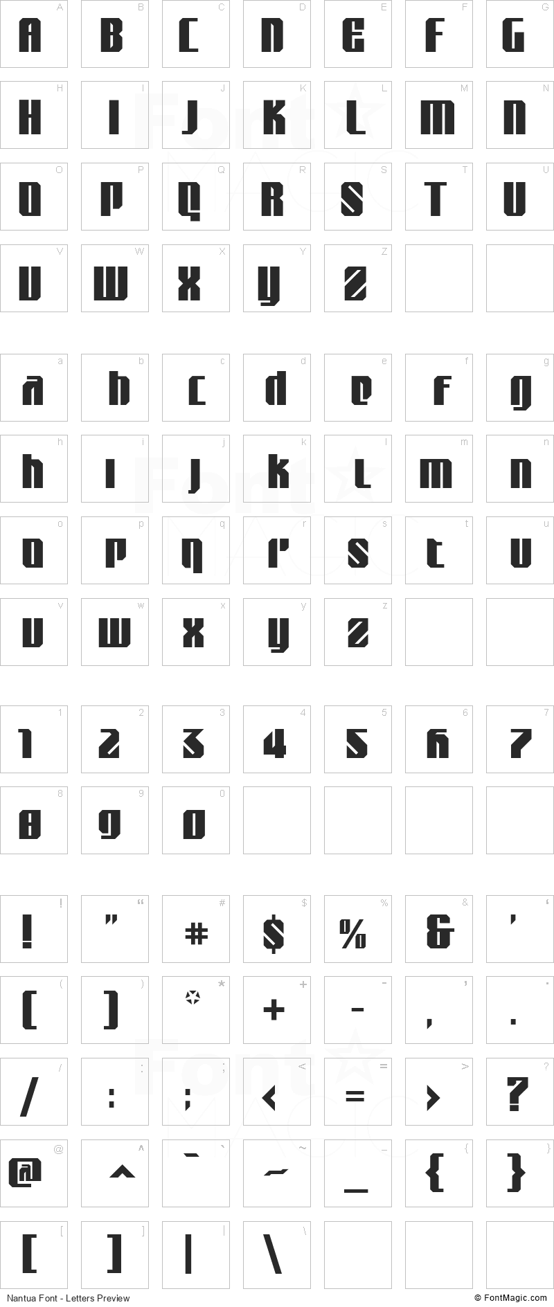 Nantua Font - All Latters Preview Chart