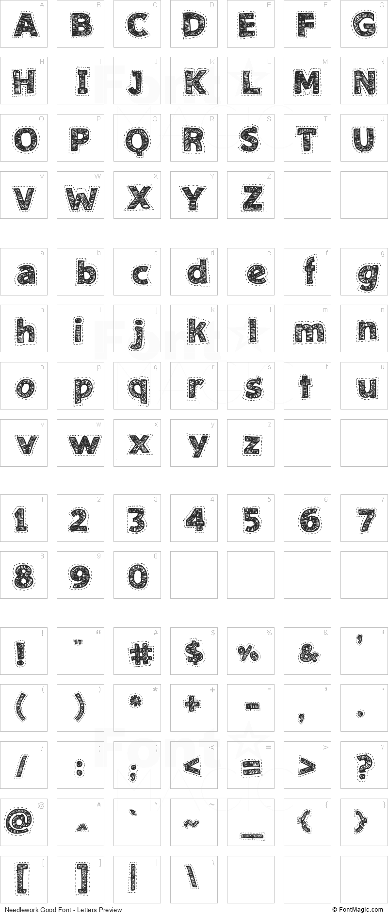 Needlework Good Font - All Latters Preview Chart