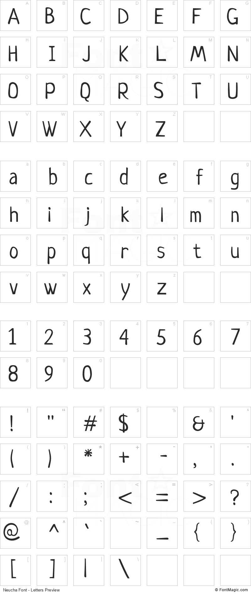 Neucha Font - All Latters Preview Chart