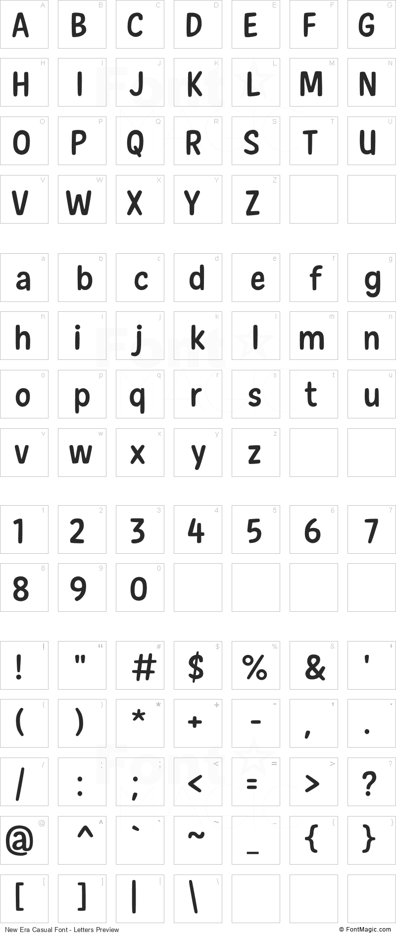 New Era Casual Font - All Latters Preview Chart