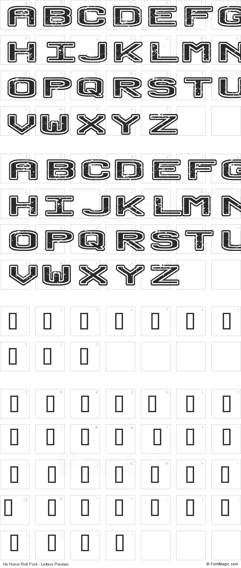 No Honor Roll Font - All Latters Preview Chart