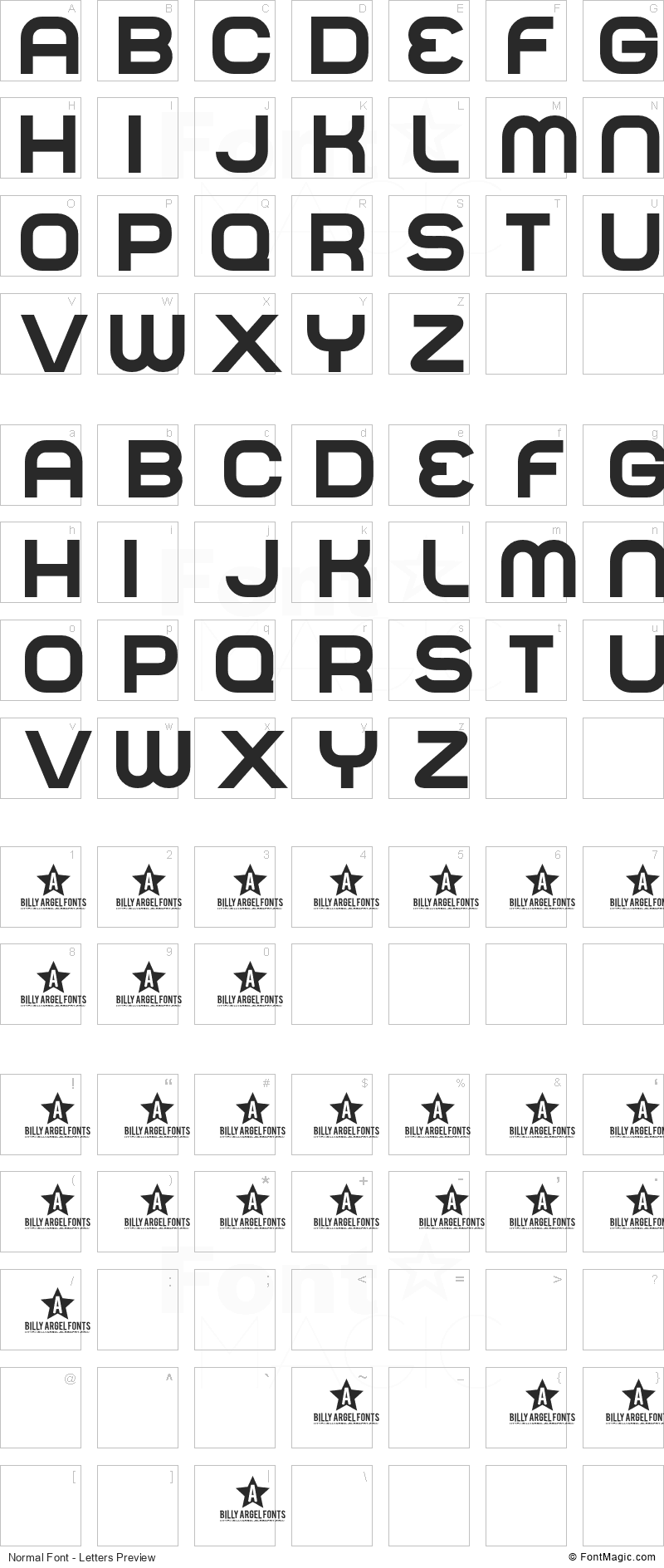 Normal Font - All Latters Preview Chart