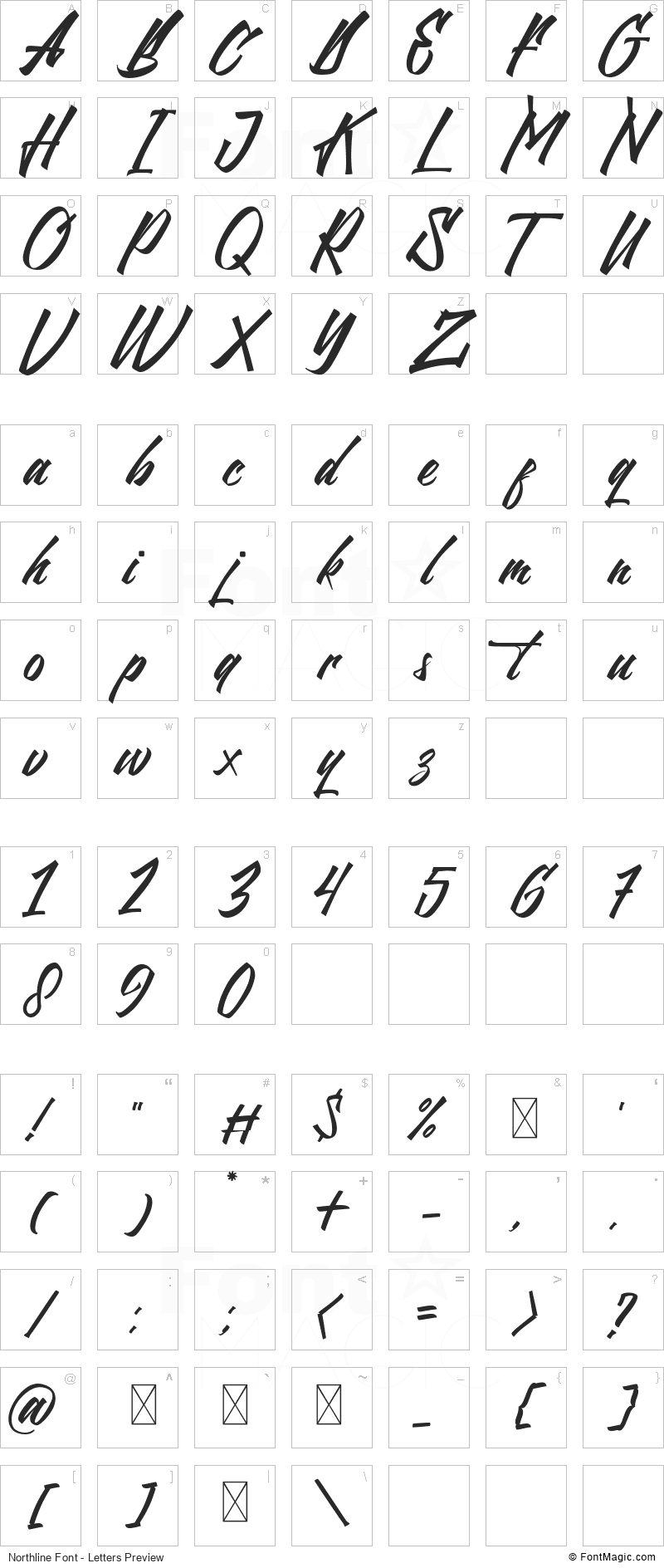 Northline Font - All Latters Preview Chart