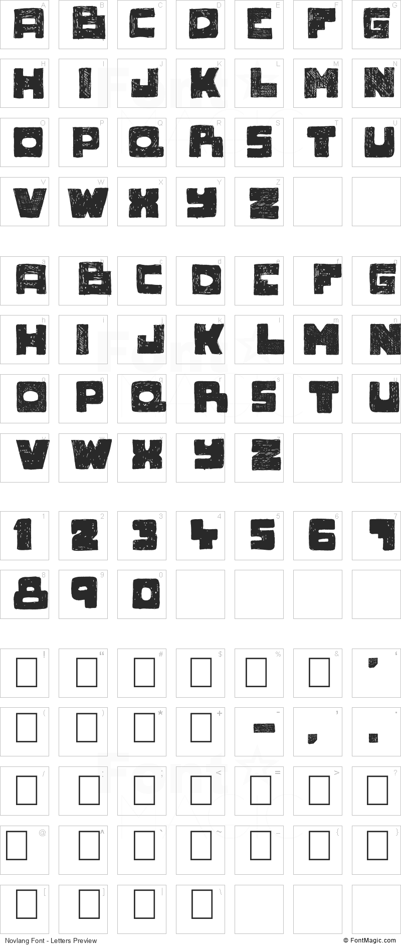 Novlang Font - All Latters Preview Chart