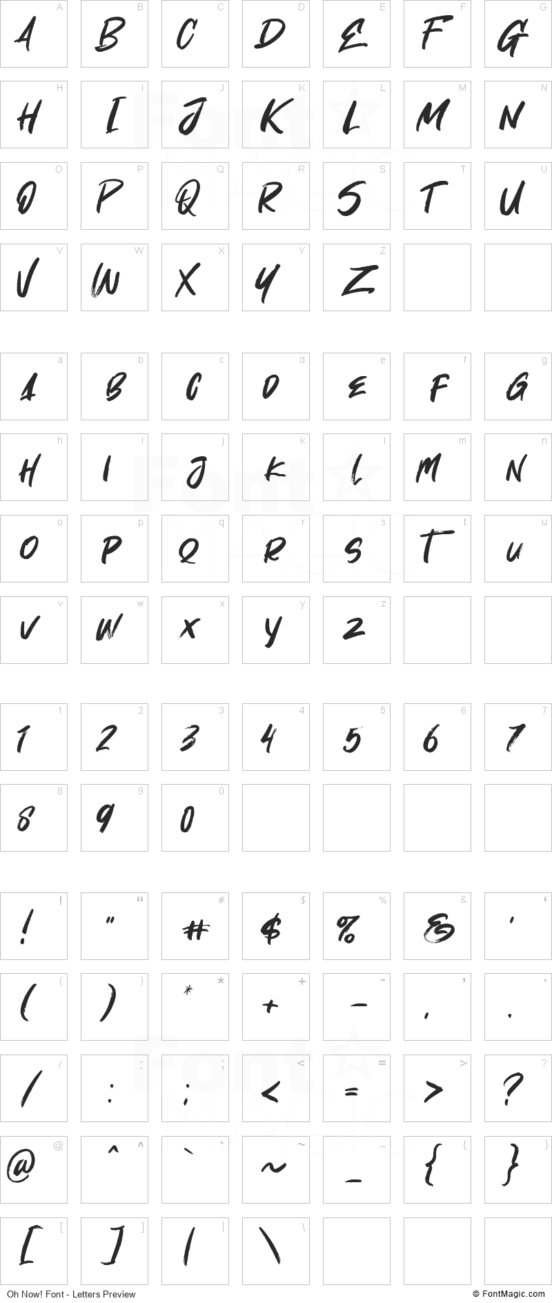 Oh Now! Font - All Latters Preview Chart