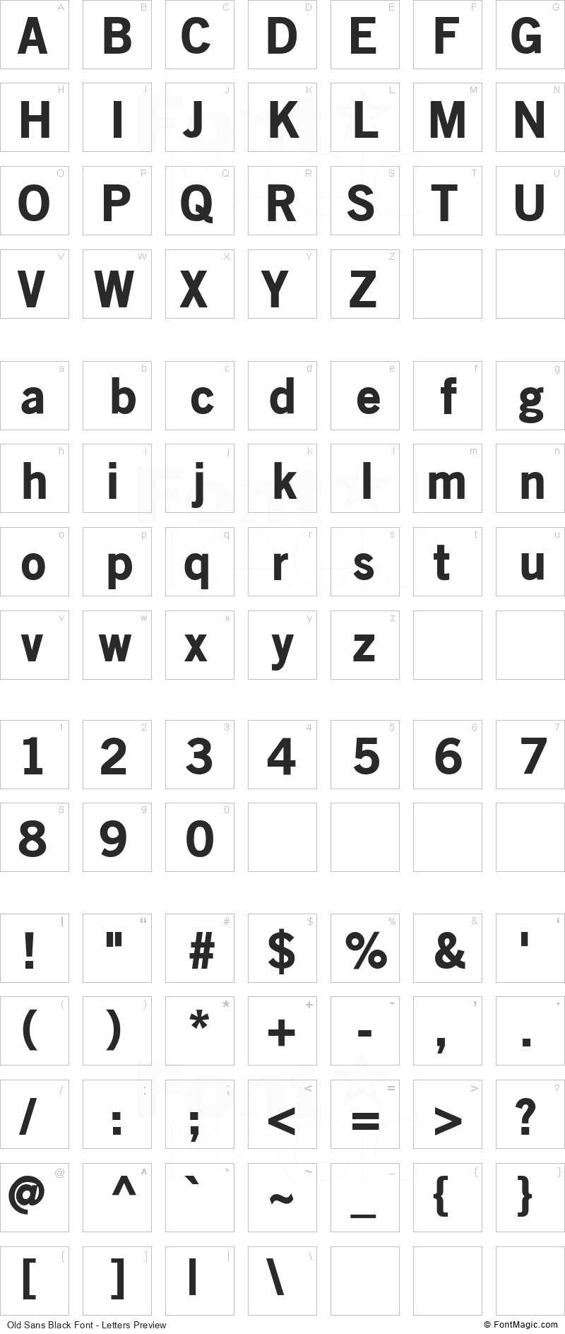 Old Sans Black Font - All Latters Preview Chart