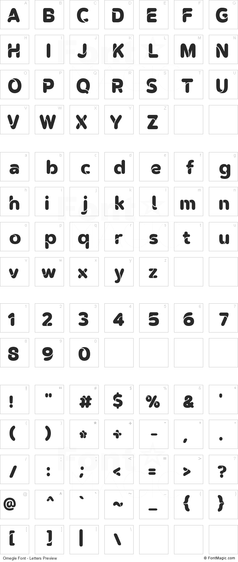 Omegle Font - All Latters Preview Chart