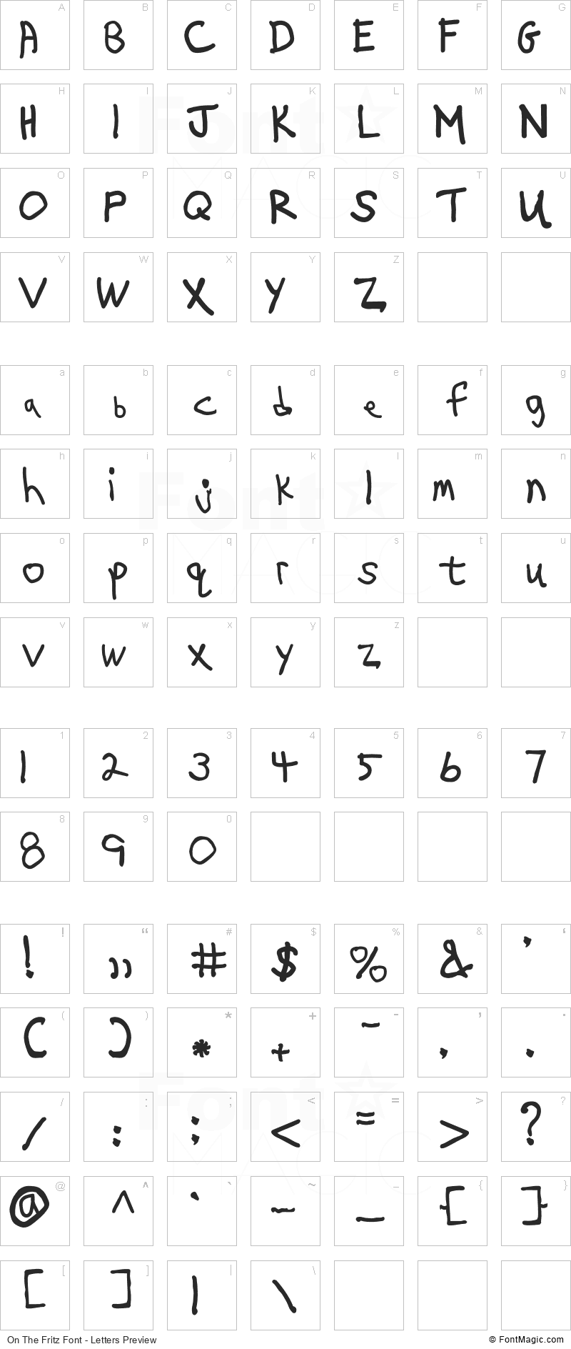 On The Fritz Font - All Latters Preview Chart