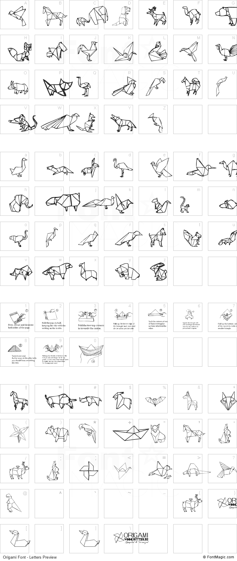 Origami Font - All Latters Preview Chart