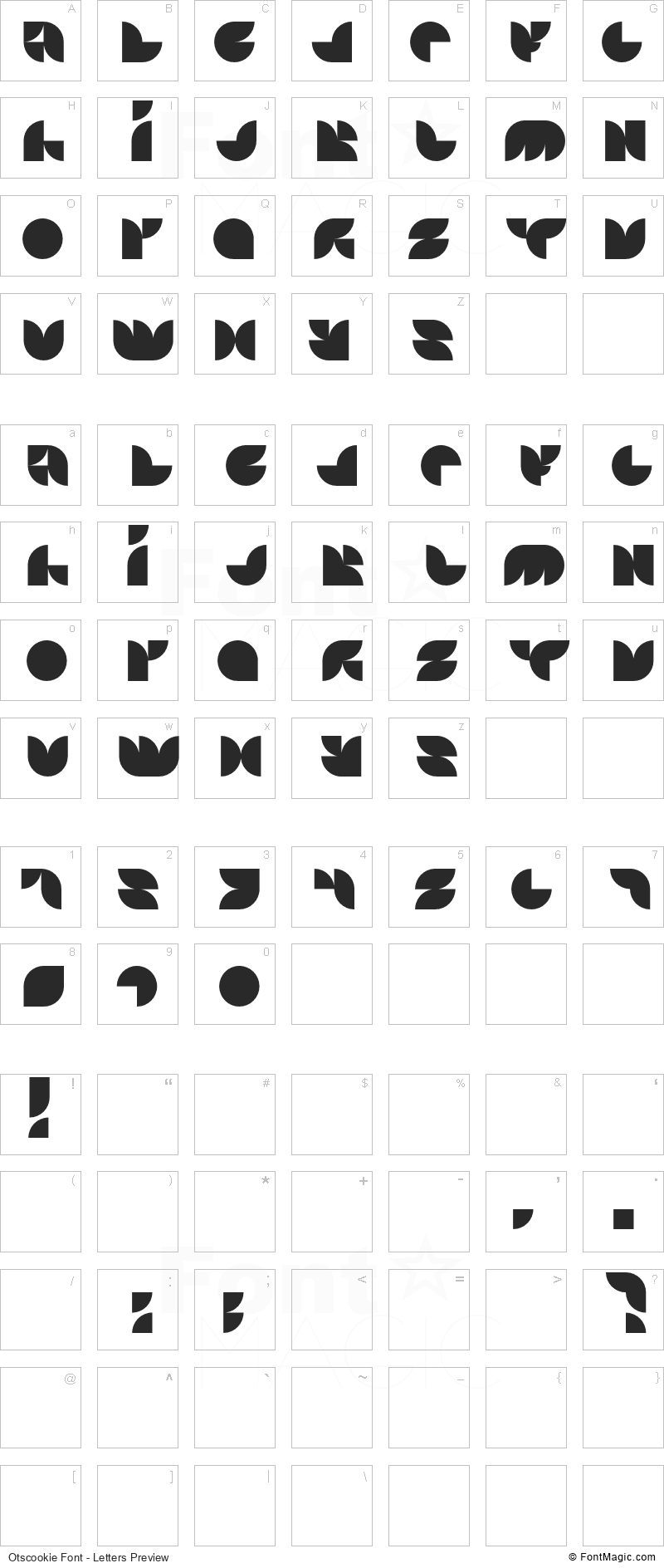 Otscookie Font - All Latters Preview Chart