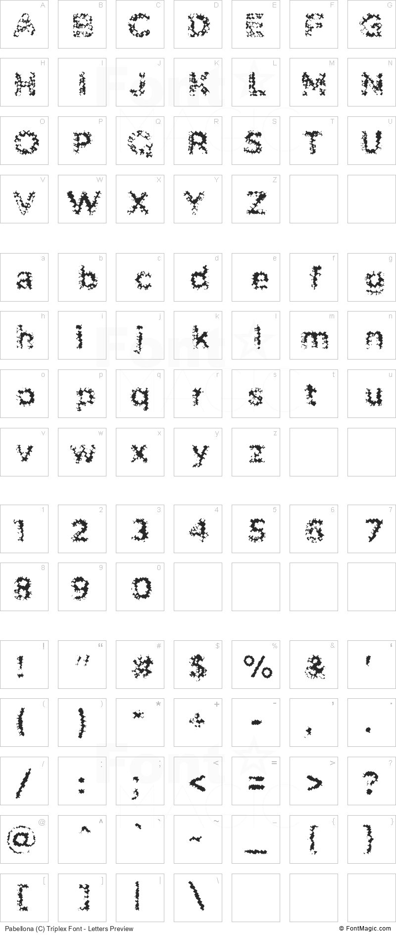 Pabellona (C) Tríplex Font - All Latters Preview Chart