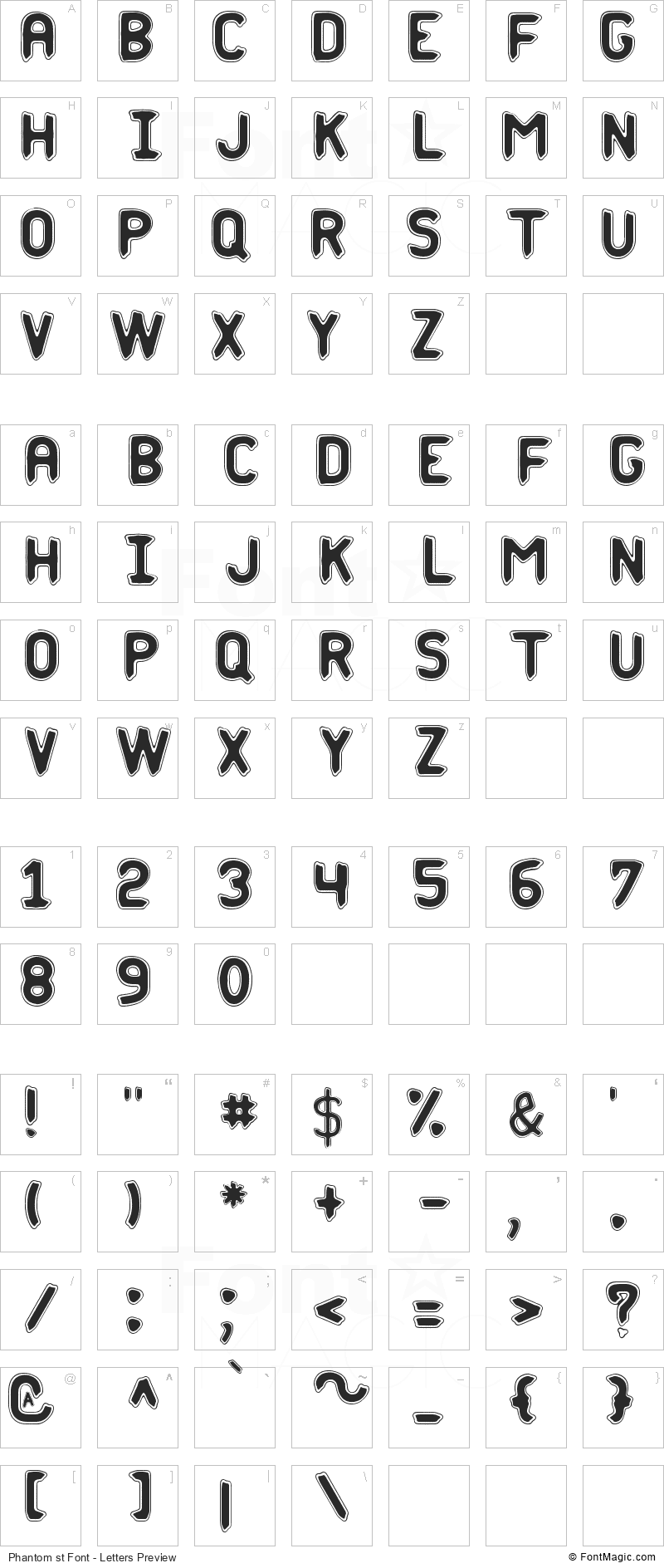 Phantom st Font - All Latters Preview Chart