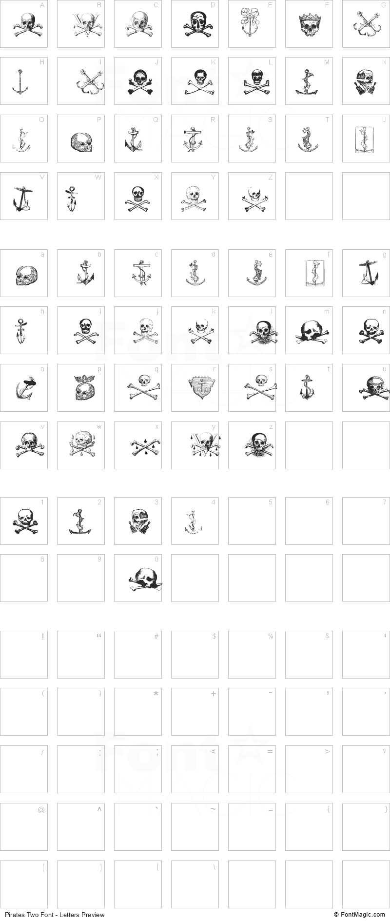 Pirates Two Font - All Latters Preview Chart
