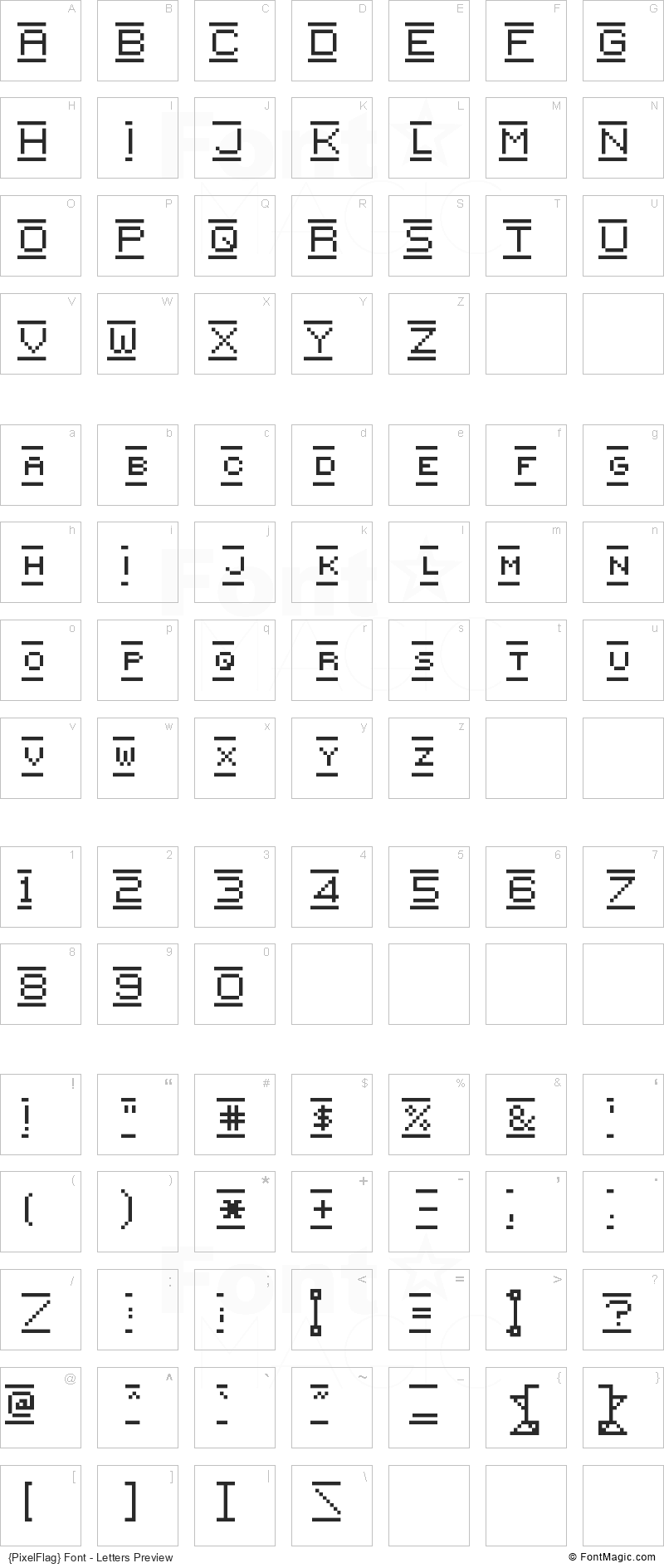 {PixelFlag} Font - All Latters Preview Chart