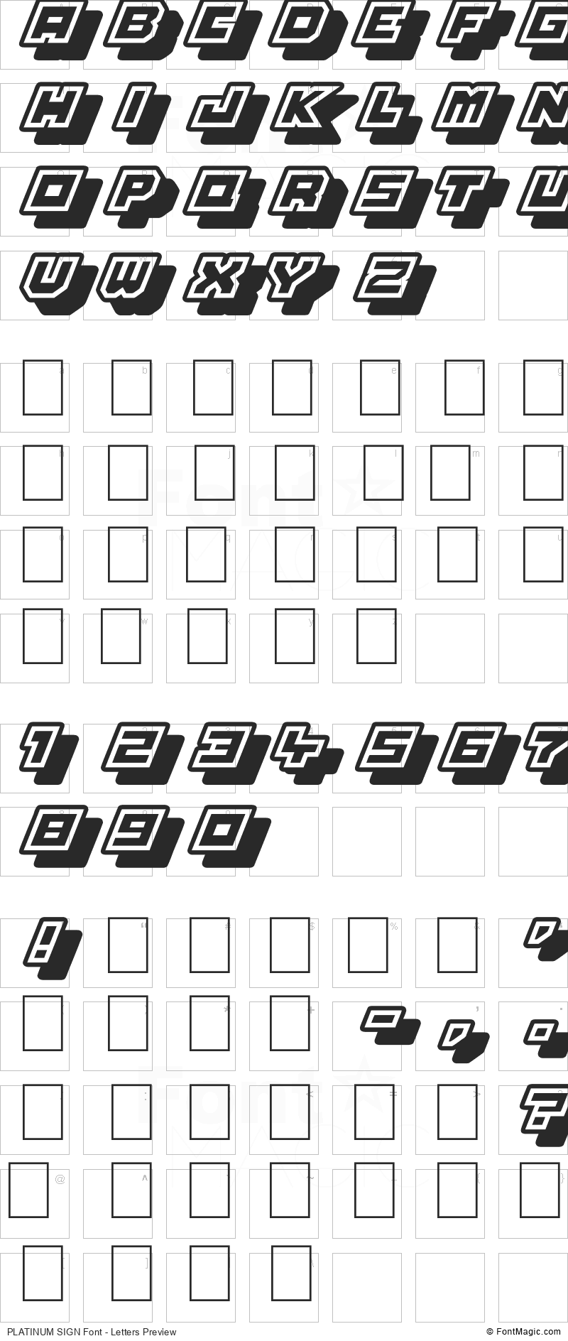 PLATINUM SIGN Font - All Latters Preview Chart