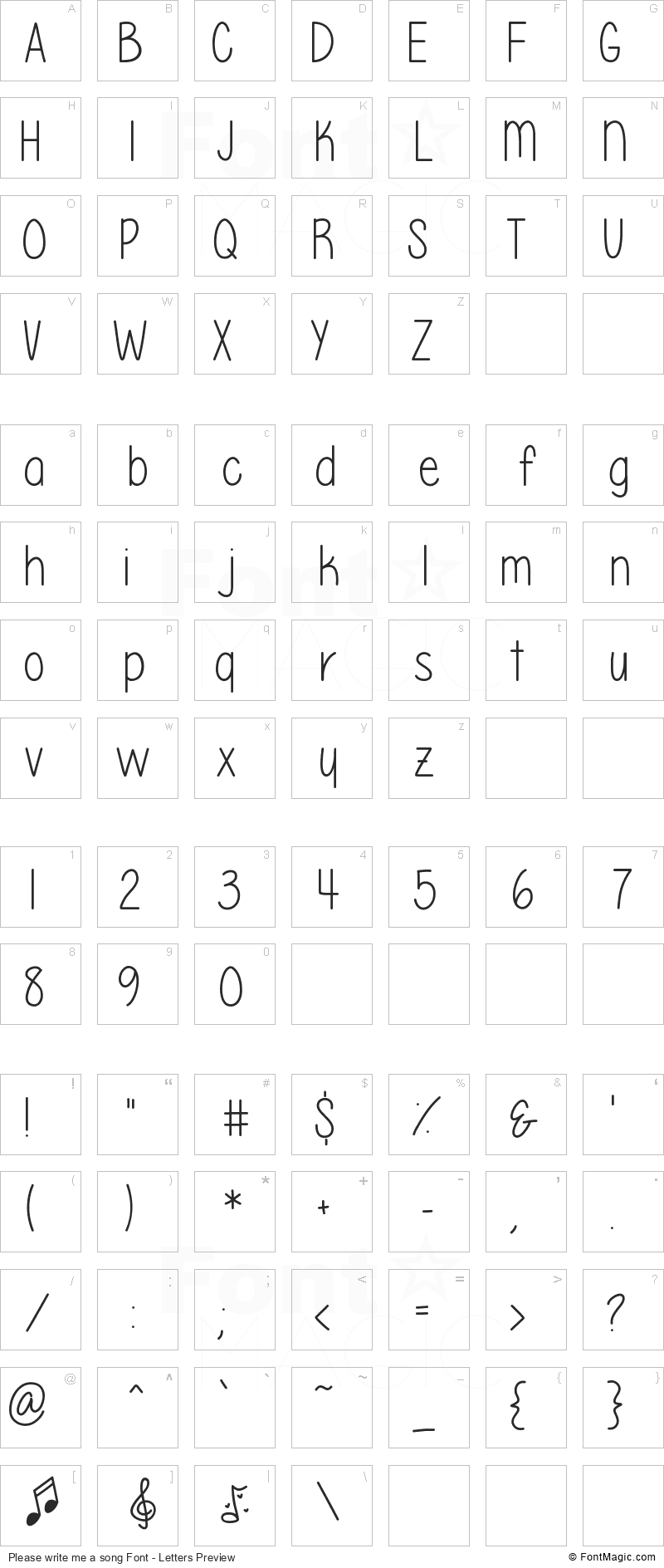 Please write me a song Font - All Latters Preview Chart