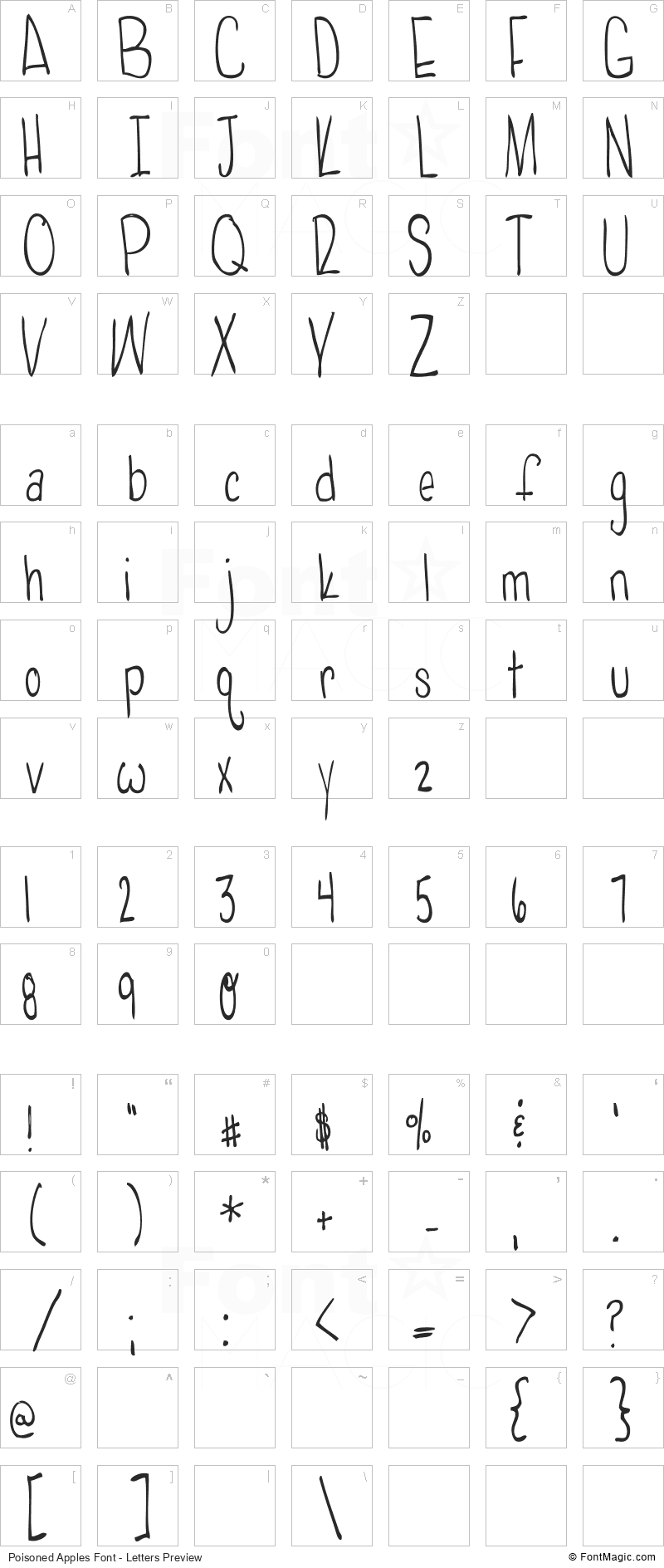 Poisoned Apples Font - All Latters Preview Chart