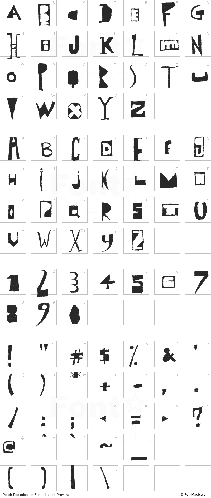 Polish Posterisation Font - All Latters Preview Chart