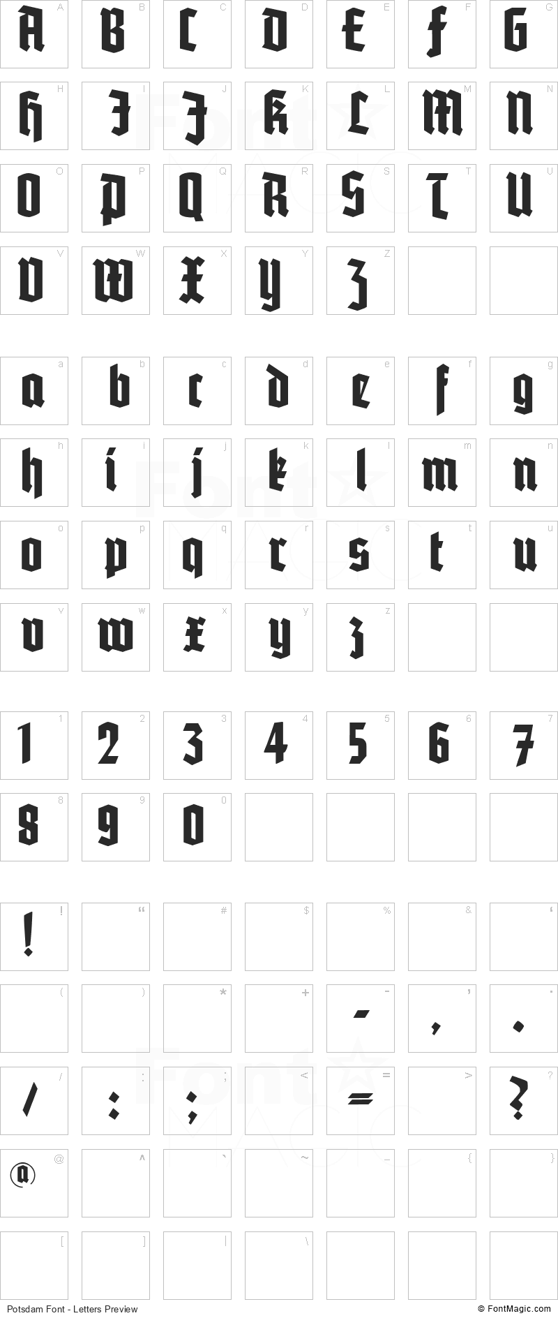 Potsdam Font - All Latters Preview Chart