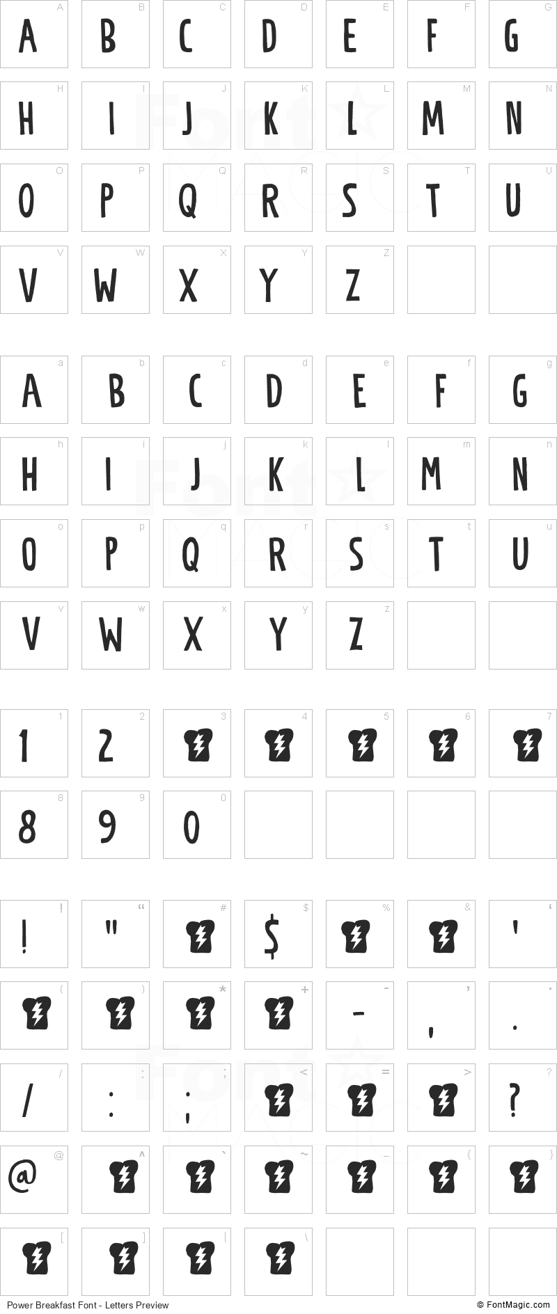 Power Breakfast Font - All Latters Preview Chart