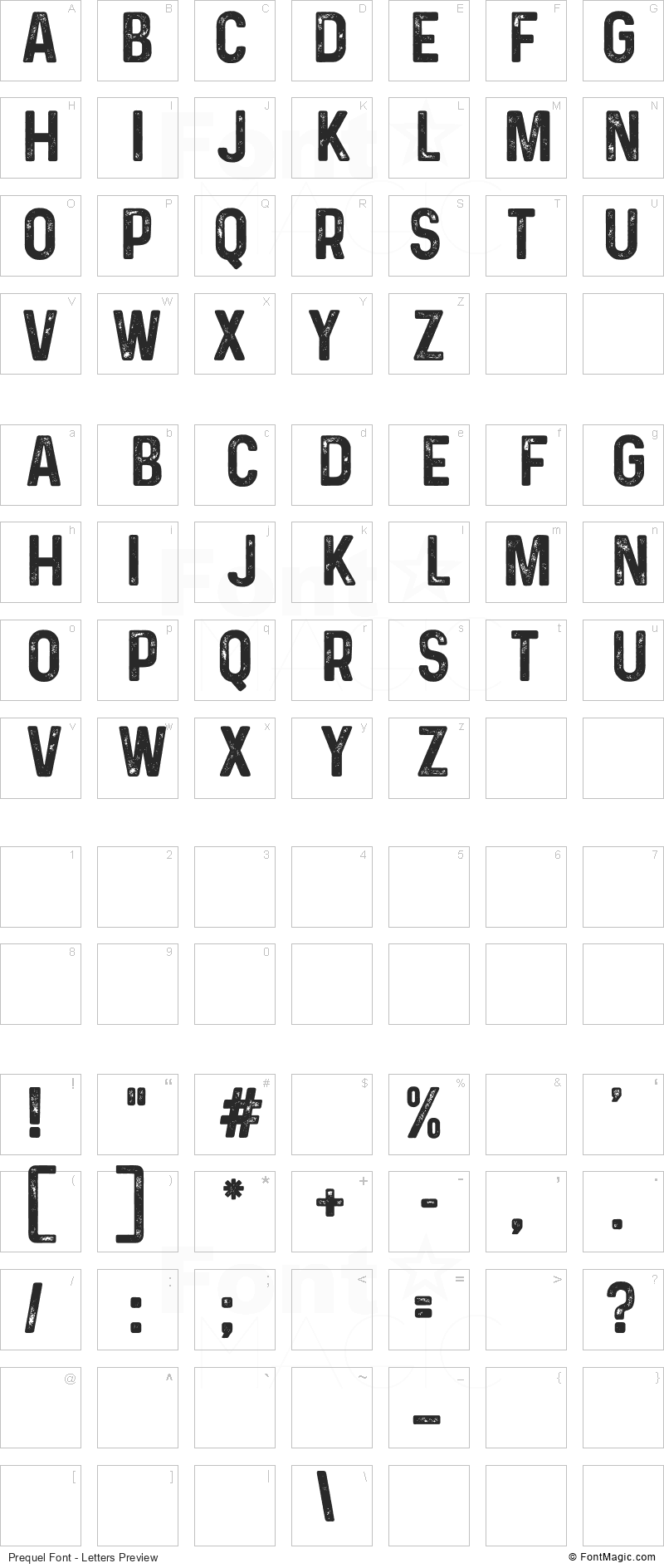 Prequel Font - All Latters Preview Chart