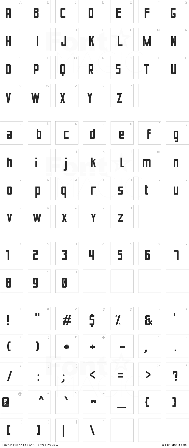 Puente Bueno St Font - All Latters Preview Chart