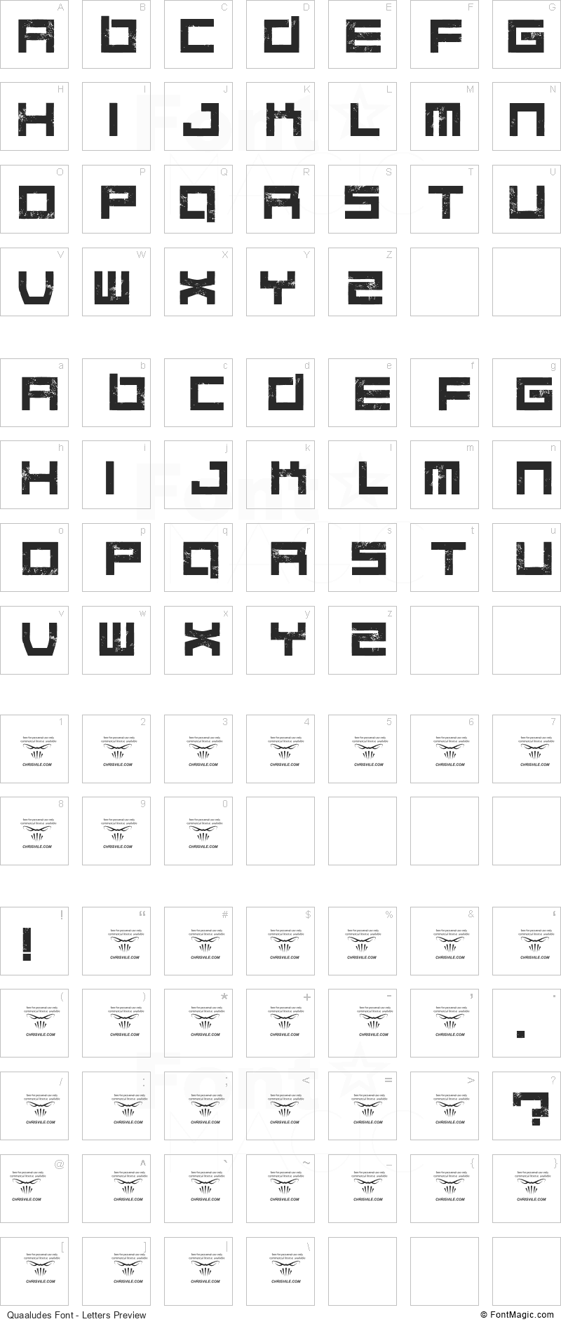 Quaaludes Font - All Latters Preview Chart