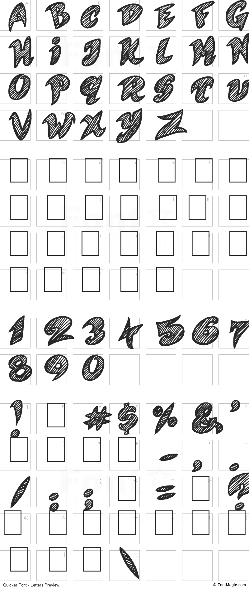 Quicker Font - All Latters Preview Chart