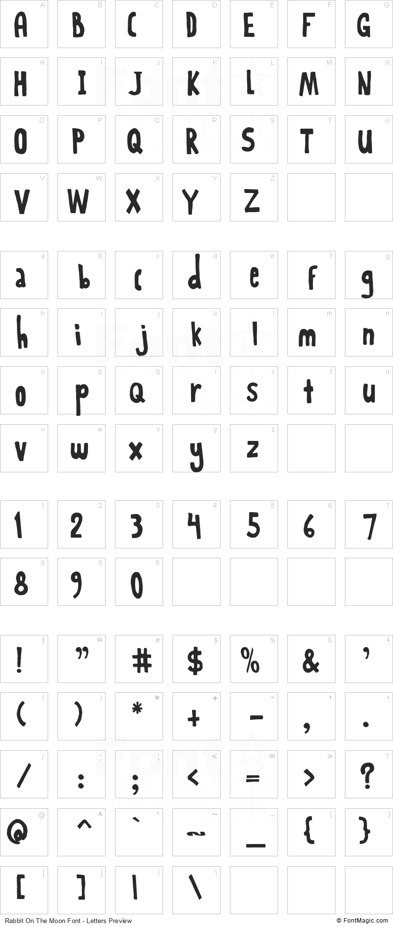 Rabbit On The Moon Font - All Latters Preview Chart