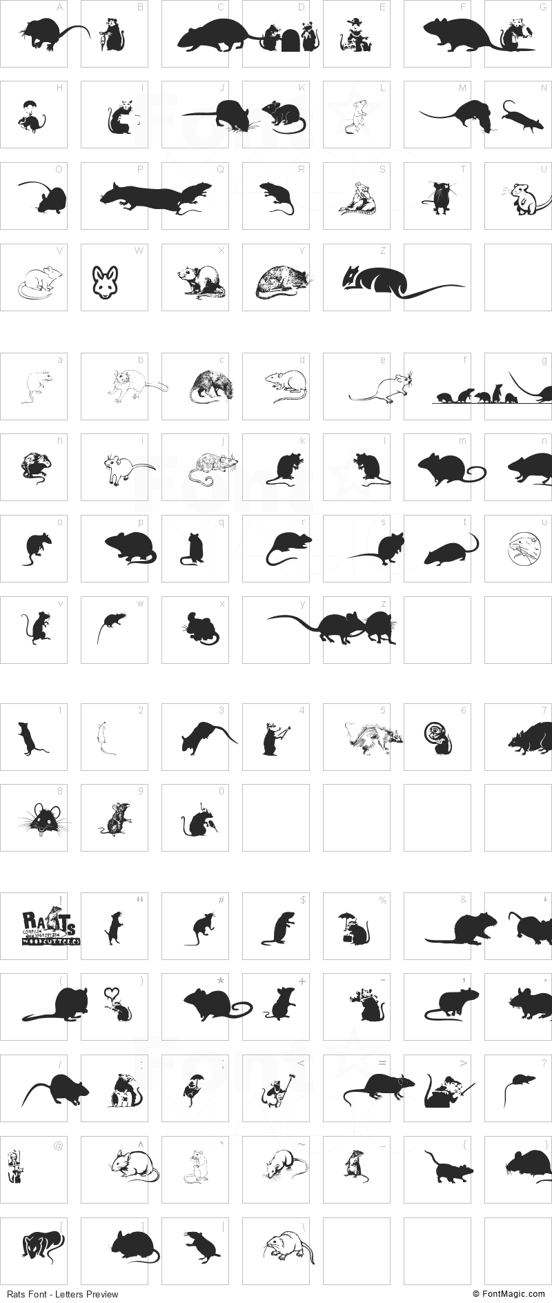 Rats Font - All Latters Preview Chart