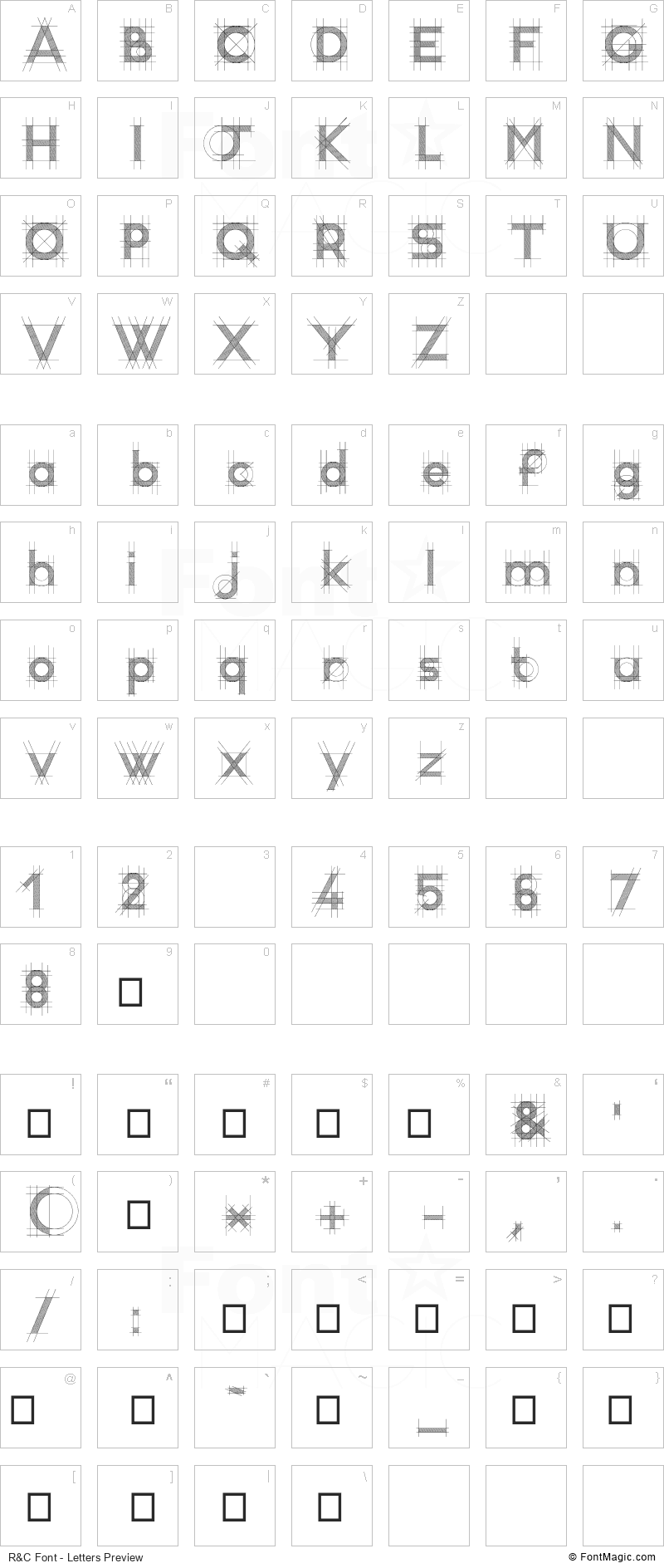 R&C Font - All Latters Preview Chart